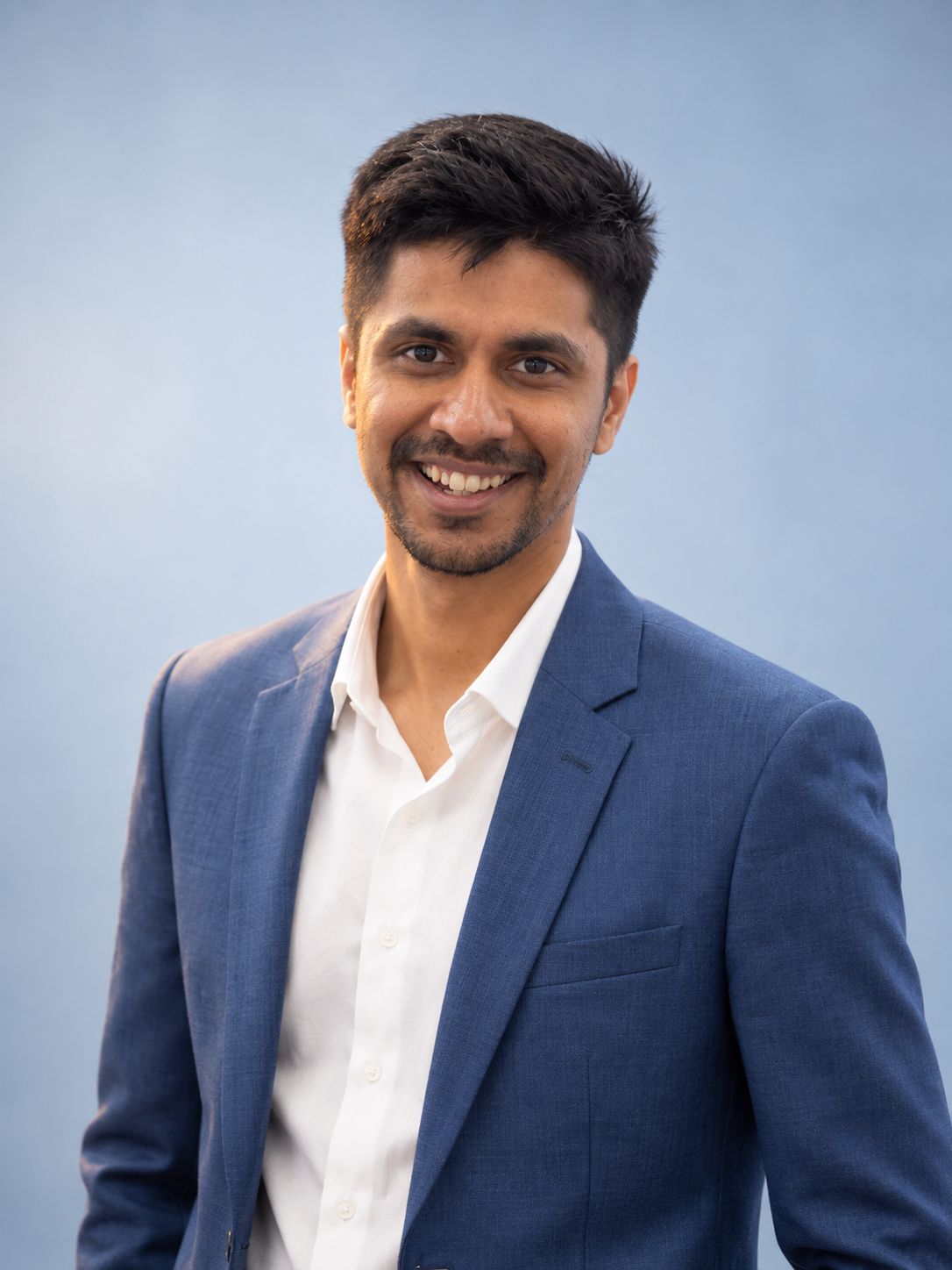 Shreyas Dadheech in a blue blazer